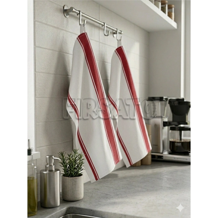 Sono Serisi - %100 Pamuklu 2’li Premium Mutfak Kurulama Bezi | Servis Peçetesi Seti (50x70 cm)