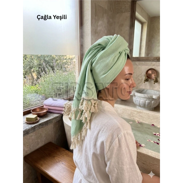 Kristal Desenli %100 Pamuklu Saç Kurulama Havlusu | Baş Havlusu | Peşkir – 45x90 cm (1adet)