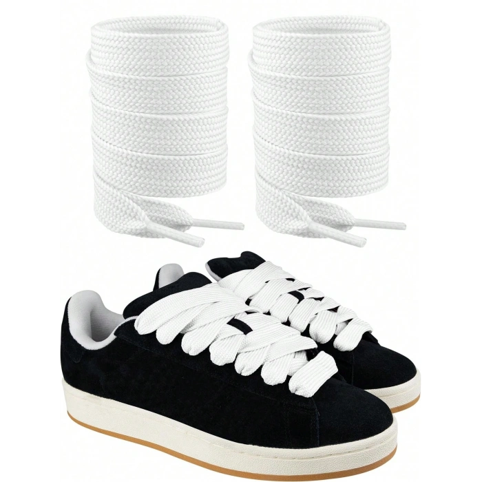 Adidas Campus Uyumlu Kalın Yassı Ayakkabı Bağcığı 15 mm En - 120 cm Sneaker Bağcık Seti