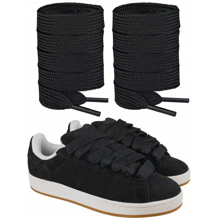 Adidas Campus Uyumlu Kalın Yassı Ayakkabı Bağcığı 15 mm En - 120 cm Sneaker Bağcık Seti