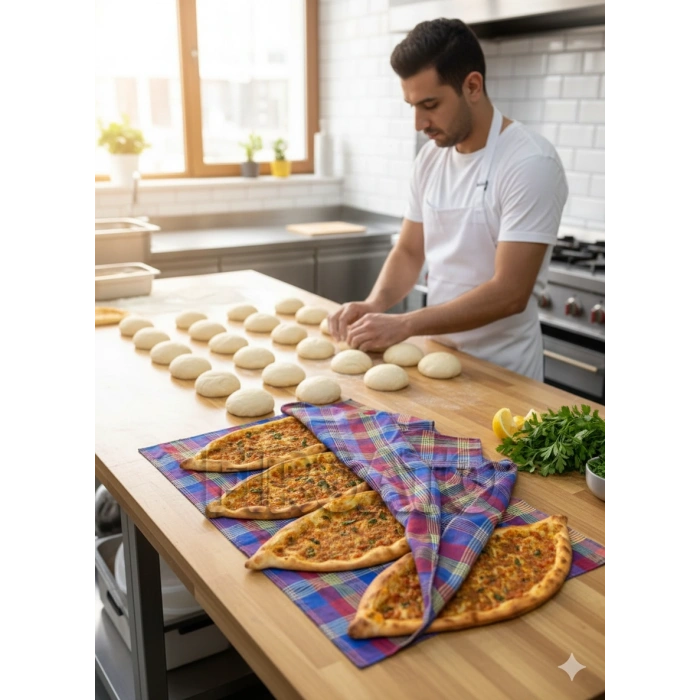 Ekose desen 100x100cm Hamur Mayalama Örtüsü | Lahmacunluk | sofra örtüsü | masa örtüsü | Çok Amaçlı örtü