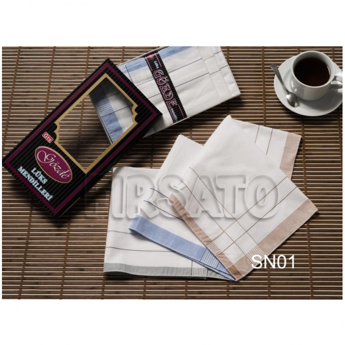 Gözde Kumaş Mendil 12li Siyah Kutulu Set 42x42cm