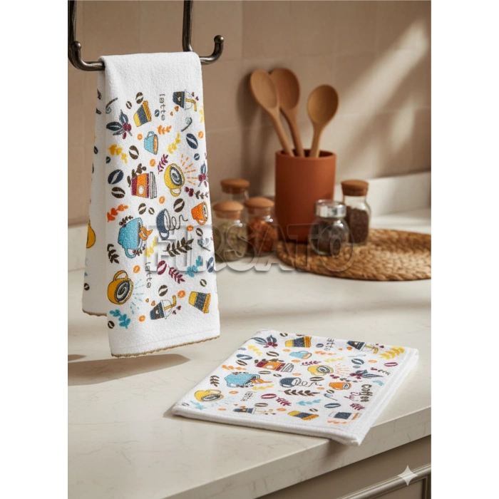 EKO Havlu Dokulu Baskı Desenli 30x50 3lü Mutfak Havlusu | Kurulama Bezi