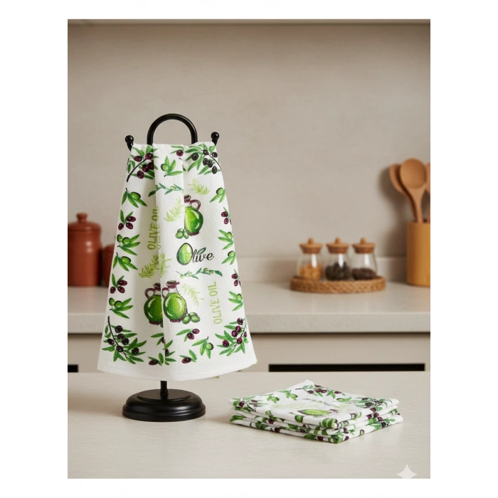 EKO Havlu Dokulu Baskı Desenli 40x60 4lü Mutfak Havlusu | Kurulama Bezi