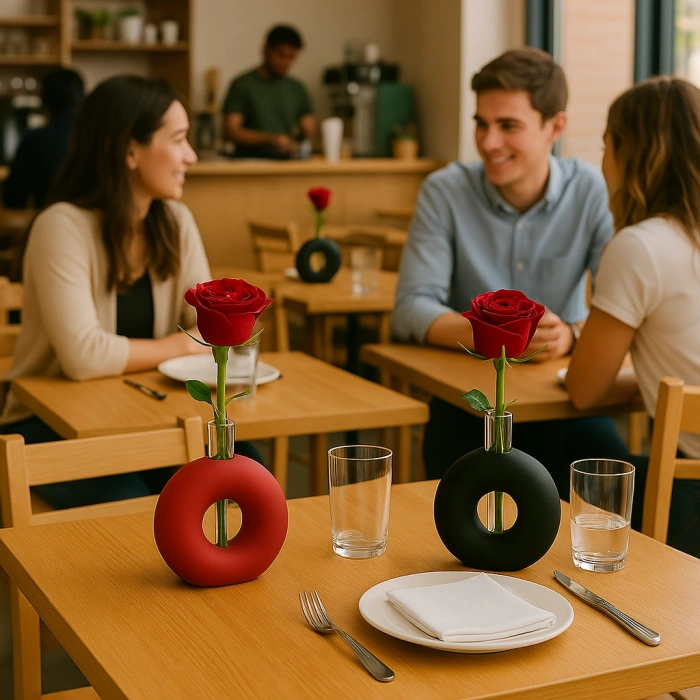 Modern Donut Form Vazo – Dekoratif Çiçek Tüpü Detaylı 4lü set