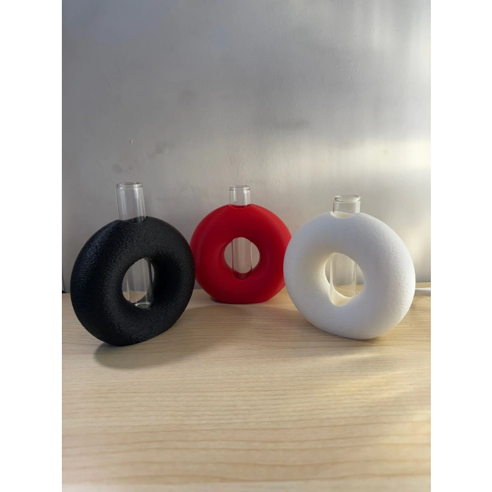 Modern Donut Form Vazo – Dekoratif Çiçek Tüpü Detaylı 4lü set