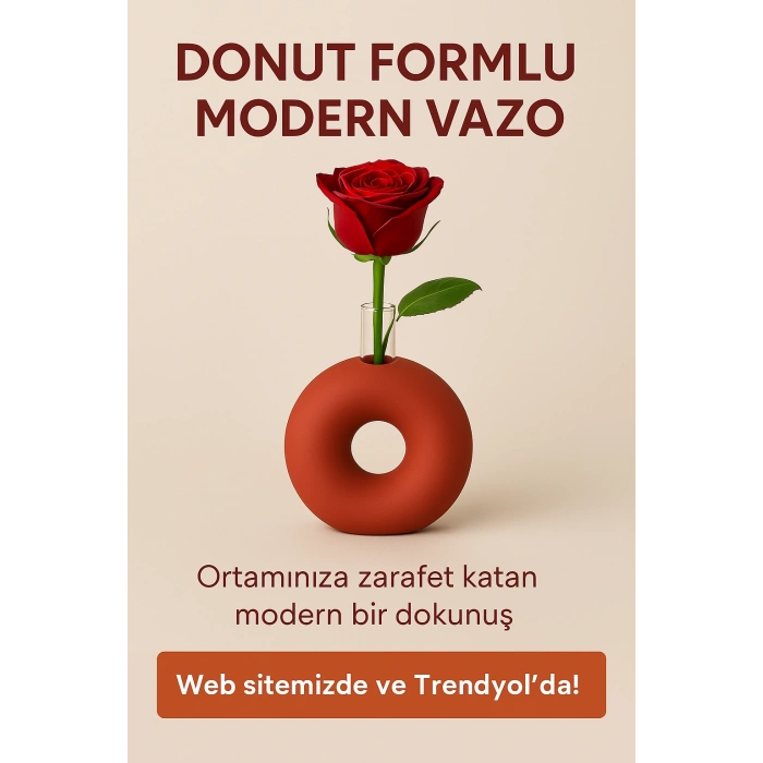 Modern Donut Form Vazo – Dekoratif Çiçek Tüpü Detaylı 4lü set