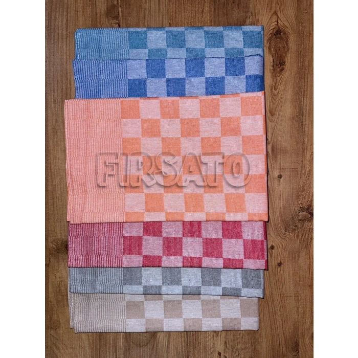 Potihome Damalı Kenar Bordürlü Masa Örtüsü 140x140 cm Sofra Bezi, Piknik Örtüsü