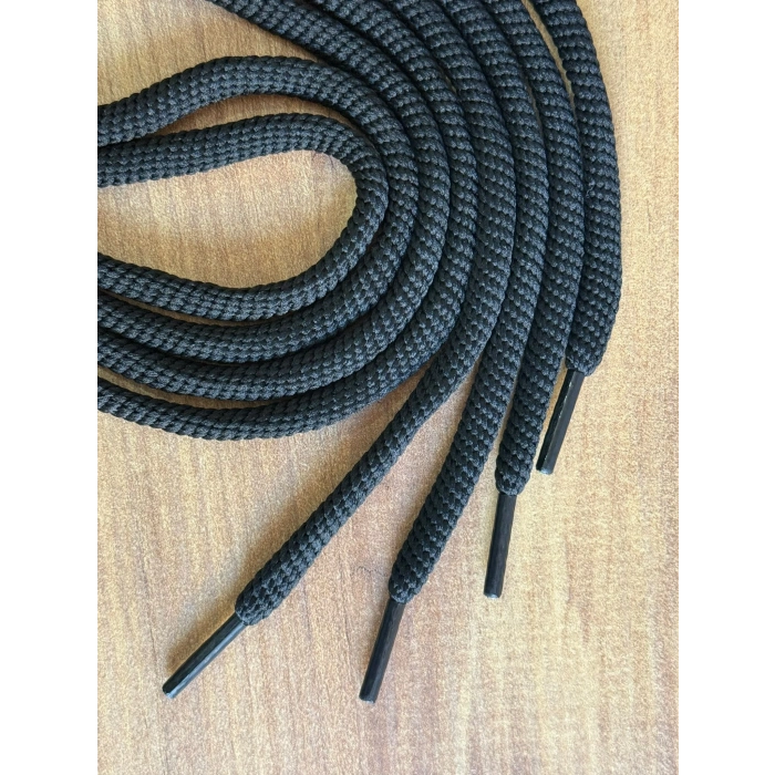 Premium Yuvarlak Kalın Bot Ayakkabı Bağcığı 120 cm - Siyah / Füme