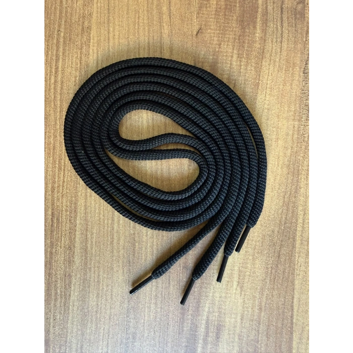 Premium Yuvarlak Kalın Bot Ayakkabı Bağcığı 120 cm - Siyah / Füme