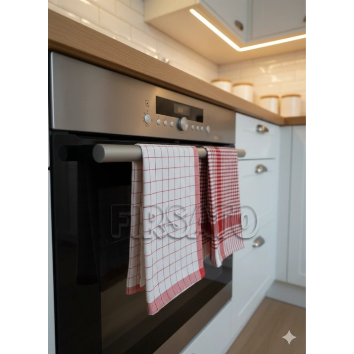 PROMO 2li Pamuklu Potikare ve Kare Desenli Kurulama Bezi Seti (45x65 cm)