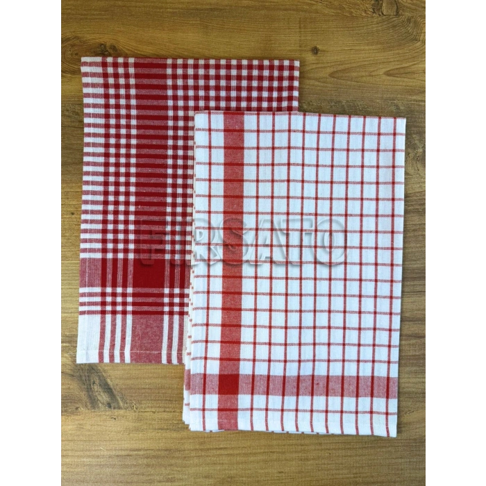 PROMO 2li Pamuklu Potikare ve Kare Desenli Kurulama Bezi Seti (45x65 cm)