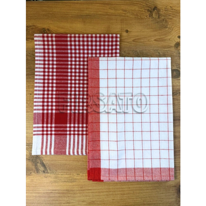 PROMO 2li Pamuklu Potikare ve Kare Desenli Kurulama Bezi Seti (45x65 cm)