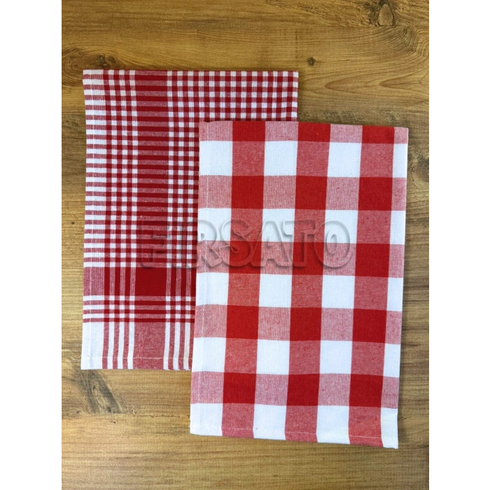 PROMO 2li Pamuklu Potikare ve Kare Desenli Kurulama Bezi Seti (45x65 cm)