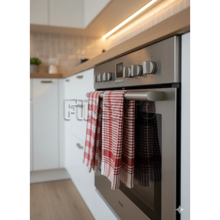 PROMO 2li Pamuklu Potikare ve Kare Desenli Kurulama Bezi Seti (45x65 cm)