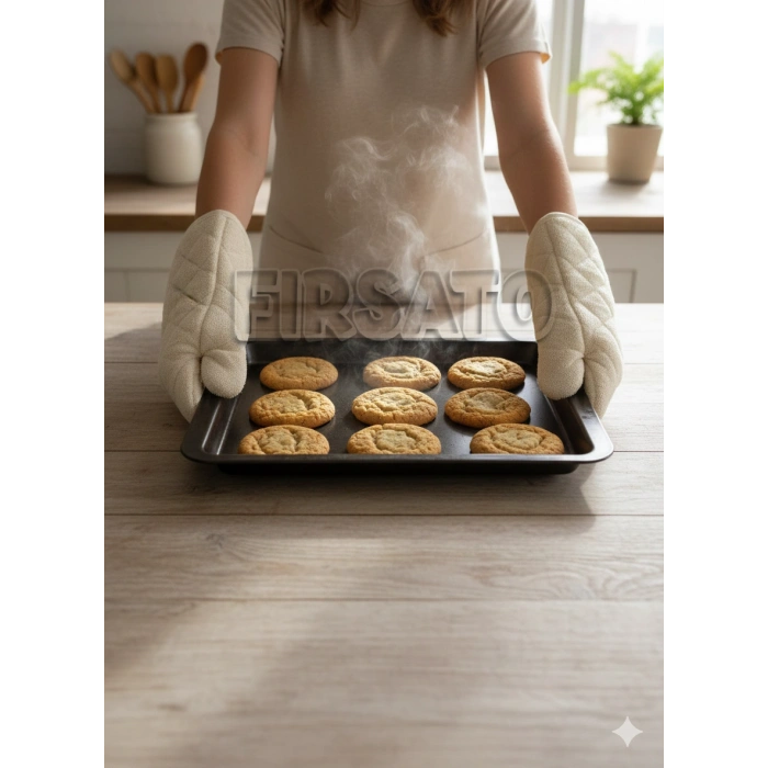 Termo Yanmaz Ve Isıya Dayanıklı Fırın Eldiveni 18 x 37 cm 2 Li Eldiven