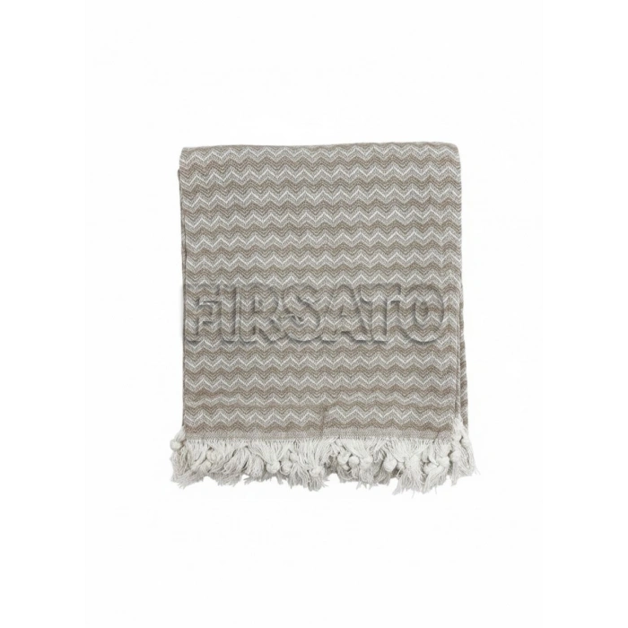 Zigzag Desenli Koltuk Örtüsü 200x230cm Pamuklu | Yatak Örtüsü | Saçaklı |