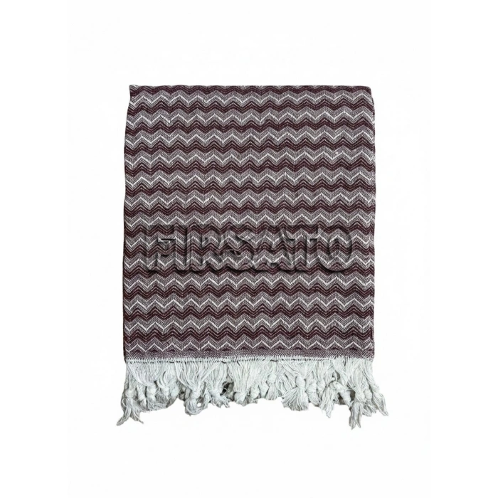 Zigzag Desenli Koltuk Örtüsü 200x230cm Pamuklu | Yatak Örtüsü | Saçaklı |