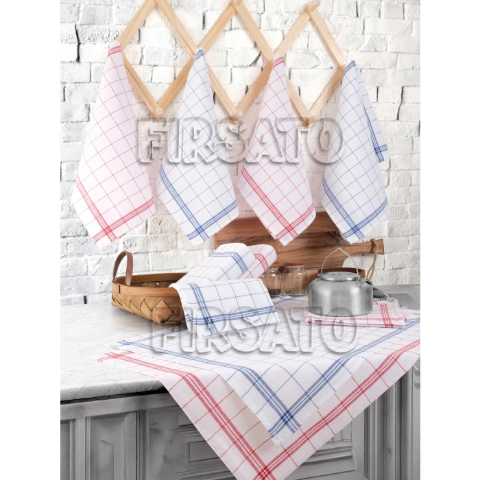 10lu Çizgili Kare Desen, 50x70cm, Alman peçetesi | Beslenme Örtüsü | Mutfak Havlusu | Kurulama Bezi