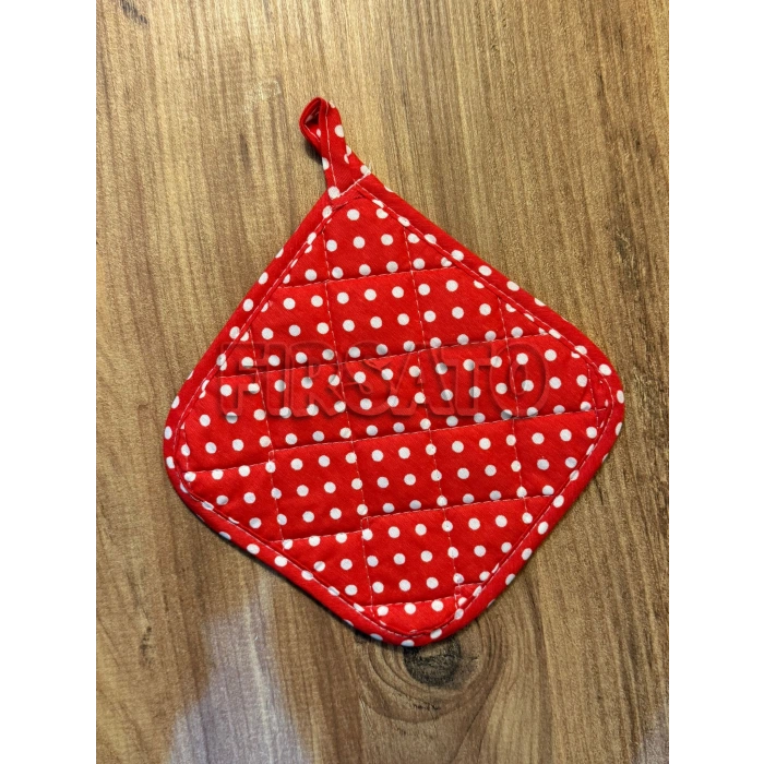 3lü Beyaz Puantiyeli Mutfak Seti, Mutfak Önlüğü, Isıya dayanıklı Fırın eldiveni, Turacak takımı