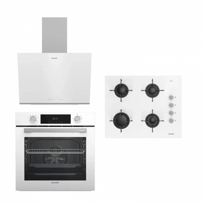 YENİ BEYAZ ÜÇLÜ BUHAR DESTEKLİ CAM ÇEYİZ SETİ