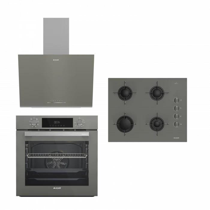 YENİ GRİ ÜÇLÜ BUHAR DESTEKLİ CAM ÇEYİZ SETİ