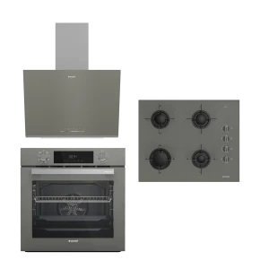 YENİ GRİ ÜÇLÜ BUHAR DESTEKLİ CAM ÇEYİZ SETİ