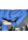 Mavi Bağlama Detaylı Kruvaze Gömlek