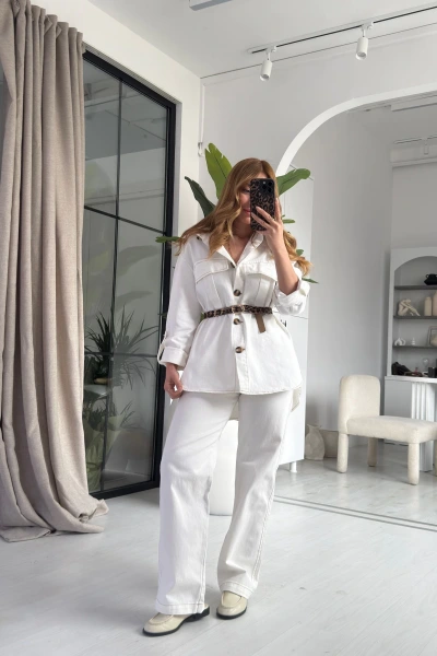 Leopar Kemer Detaylı Gabardin Takım