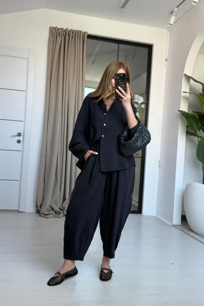 SİYAH YUMOŞ DOKULU MODAL TAKIM