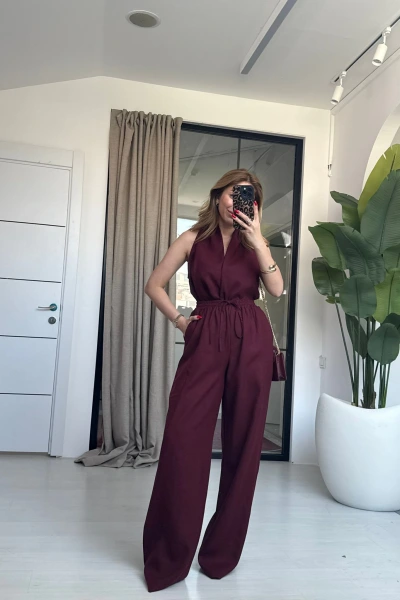 BORDO KETEN BLUZ PANTOLON TAKIM