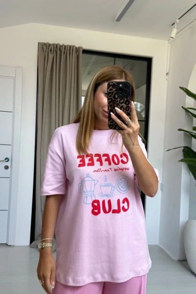 PEMBE COFFE T-SHİRT