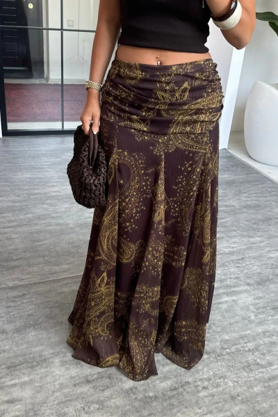 HAKİ ŞİFON UZUN ETEK