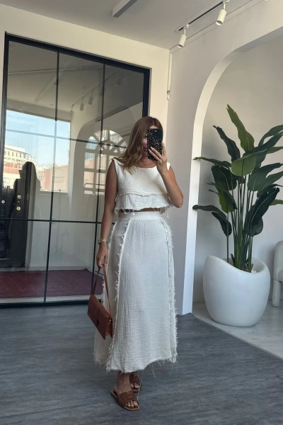 EKRU MÜSLİN ETEK TAKIM