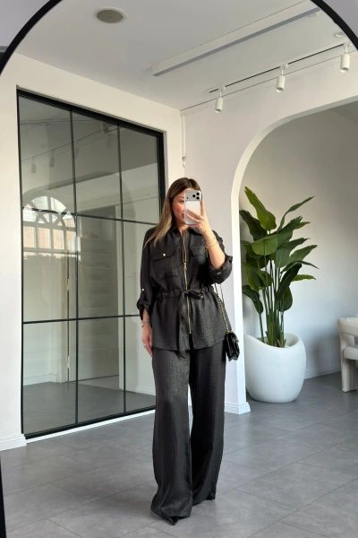 SİYAH GOLD DÜĞMELİ CEKET PANTOLON TAKIM