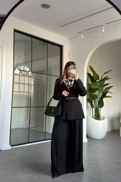 SİYAH KEMERLİ CEKET