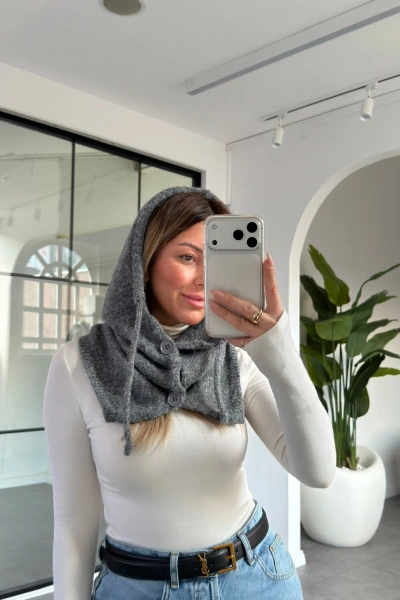 ANTRASİT DÜĞME DETAY BALACLAVA ŞAPKA