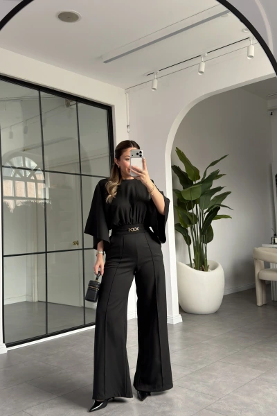 SİYAH AKSESUAR DETAYLI TULUM