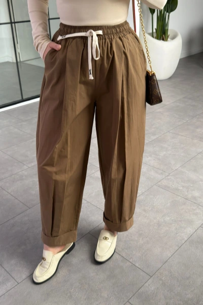 CAMEL PAÇA KATLAMALI PANTOLON