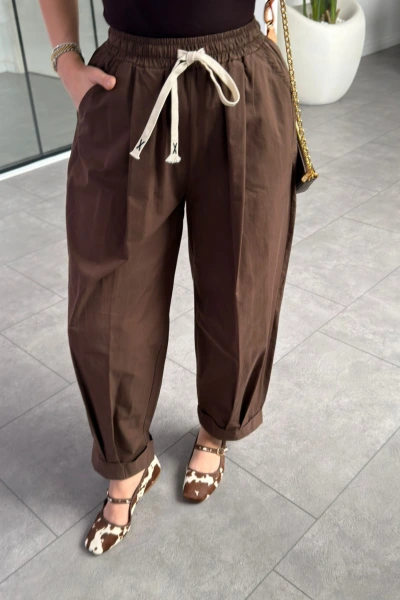 KAHVE PAÇA KATLAMALI PANTOLON