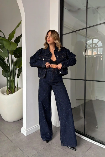 DENİM TAŞLI CEKET PANTOLON TAKIM