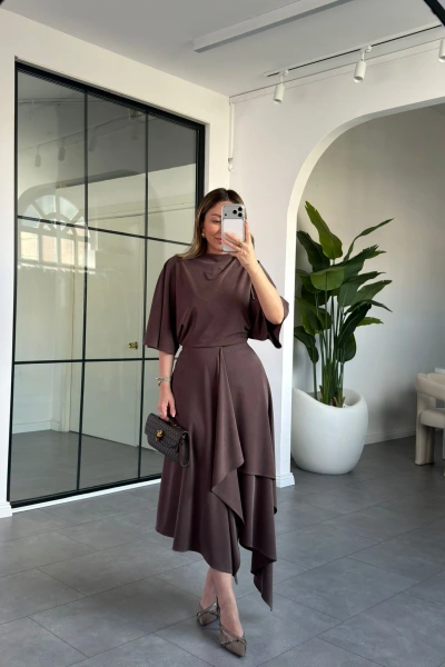 KAHVE YARASA KOL ASİMETRİK TAKIM