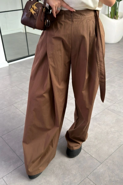 KAHVE KUŞAKLI PANTOLON