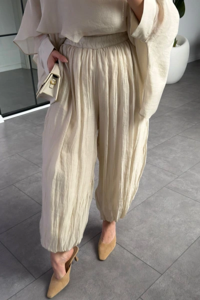TAŞ DÖKÜMLÜ ŞİFON ŞALVAR PANTOLON