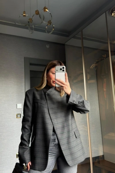 ANTRASİT HAKİM YAKA EKOSE CEKET