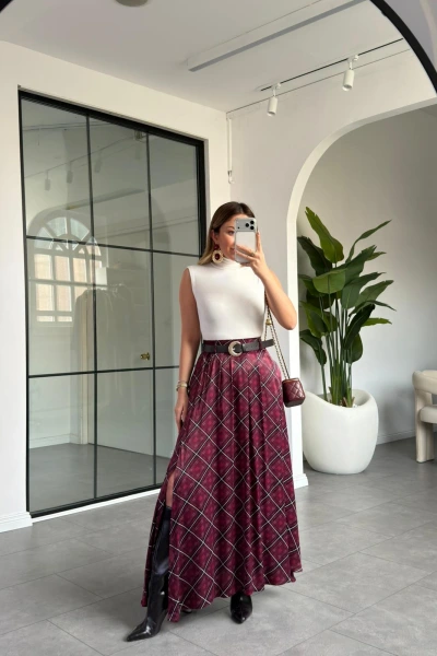 MÜRDÜM EKOSE DESEN SATEN ETEK 9690