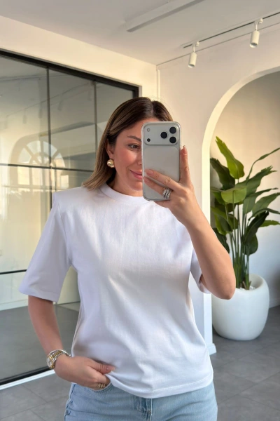 BEYAZ VATKALI T-SHİRT 1134