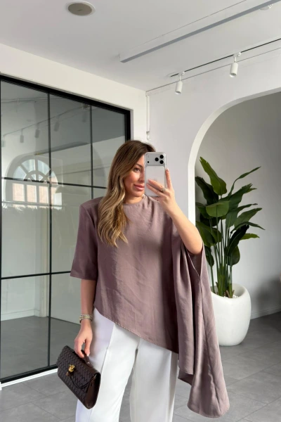 VİZON MODAL PELERİNLİ BLUZ 8789