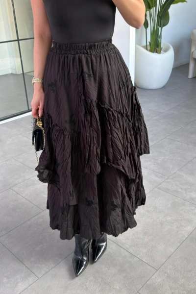 SİYAH ÇİFT KRAŞLI ETEK 3387