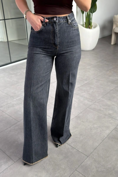 ANTRASİT PAÇASI DİKİŞ DETAYLI JEAN